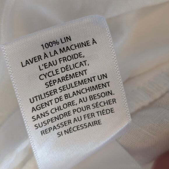 Caslon Women's Tie Waist Tapered Linen Pants Notched Hem White Size XL - Picture 10 of 11